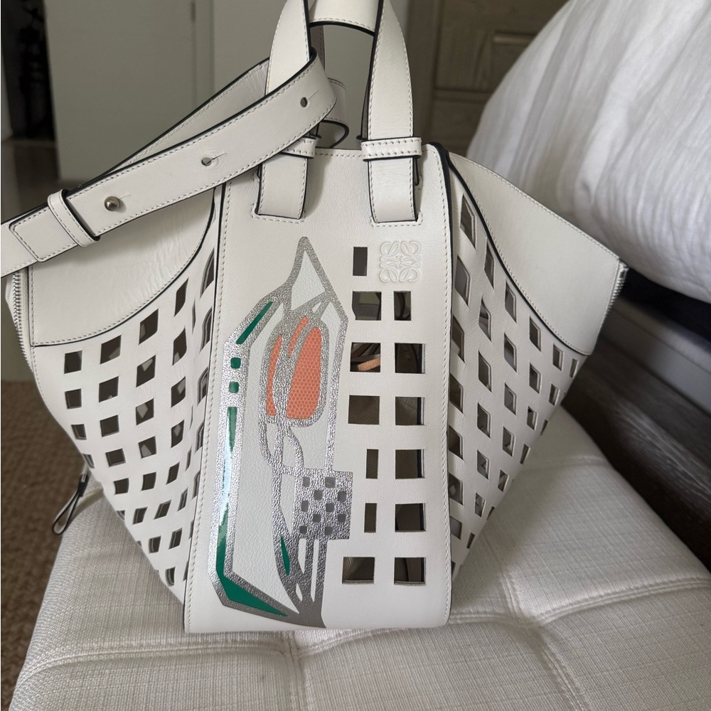 Loewe Hammock White Cutout Leather shoulder  bag